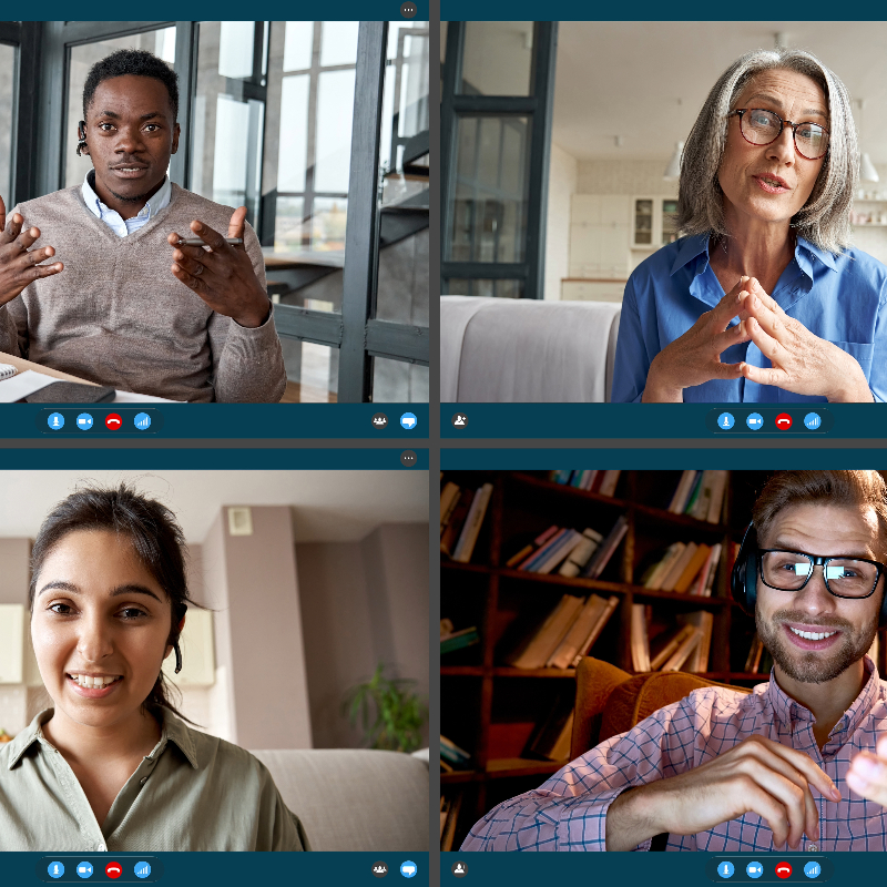 Virtual group participants engaging.