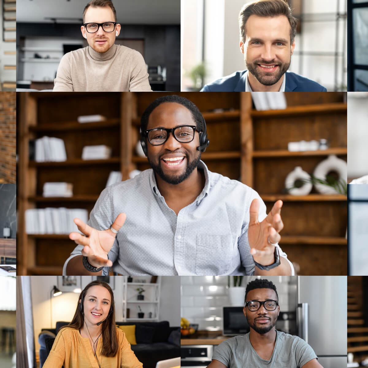 Five people meeting virtually.